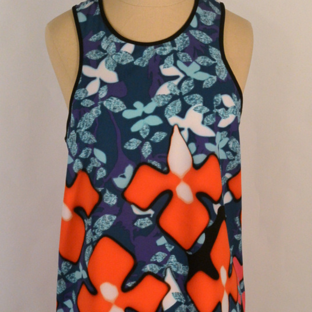 Peter Pilotto Vibrant Red Blue T-Back Tank Top
